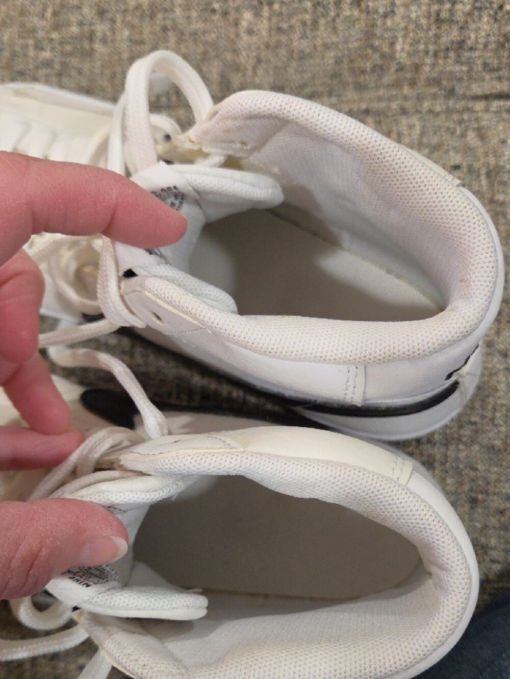 Nike Blazer Mid '77 White High-Top Sneakers with Black Swoosh - Picture 6 of 12